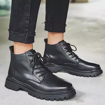 Мужские кожаные мотоциклетные ботинки в британском стиле 2021 года — повседневные, осень/зима, высокие/средние. 39