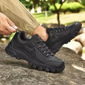 Мужские кожаные походные ботинки на шнуровке, прочные, для спорта на открытом воздухе, мужские походные кожаные ботинки, модные, для скалолазания, охоты, кроссовки, большой размер 48 7