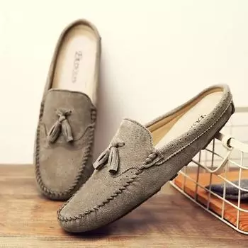 Мужские кожаные полутапочки Muller без шнуровки на плоской подошве 39 серый