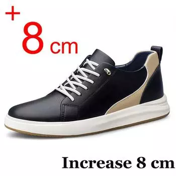 Мужские кожаные повседневные кроссовки 2024 года, новые кроссовки для увеличения роста 8 см, 6 см, для мужчин, увеличивающие рост более высоких мужчин 36