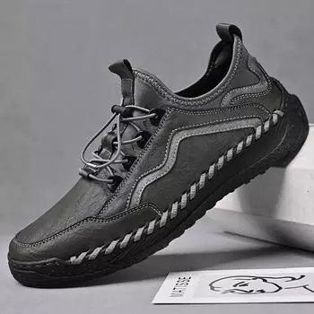 Мужские кожаные повседневные кроссовки на плоской подошве 39