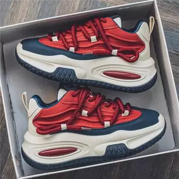 Мужские кожаные повседневные кроссовки с толстой подошвой, увеличивающие рост — модная, универсальная спортивная обувь для осени и зимы 43 бежевый