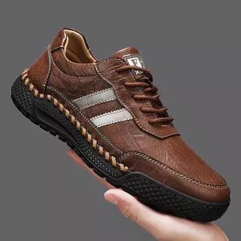 Мужские кожаные повседневные туфли на шнуровке 39 чёрный