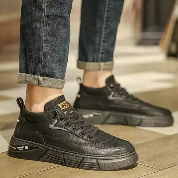 Мужские кожаные повседневные туфли на шнуровке, модные, на толстой подошве, удобные, теплые, на шнуровке, мужские кожаные кроссовки, зимняя обувь для сноуборда 7