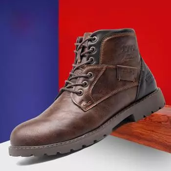 Мужские кожаные рабочие ботинки Desert с молнией, ботинки Martin большого размера, высокие осенне-зимние туфли 40