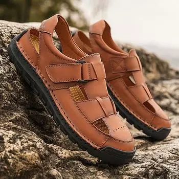 Мужские кожаные сандалии для активного отдыха, сандалии для повседневной носки, летняя обувь 39 темно-коричневого
