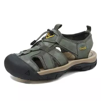 Мужские кожаные сандалии, летние классические мужские уличные сандалии, мягкие удобные пляжные сандалии, тапочки, мужская обувь, большой размер 38-48 38 чёрный