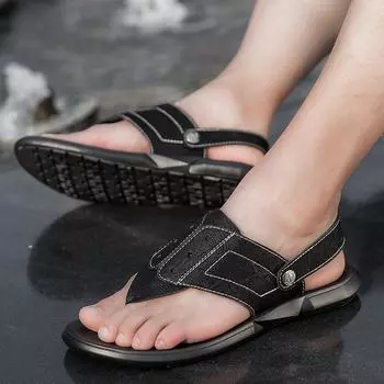 Мужские кожаные сандалии, летняя классическая обувь для мальчиков, тапочки, мягкие сандалии, мужская римская обувь для прогулок по пляжу, мужская повседневная обувь 38