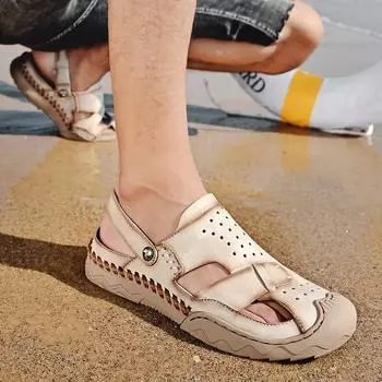 Мужские кожаные сандалии Пляжные сандалии Лето 39 чёрный