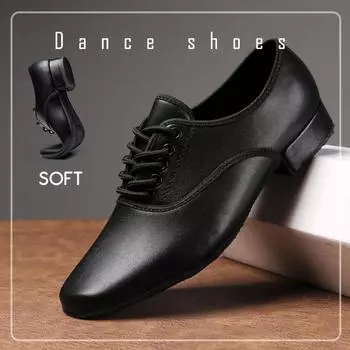Мужские кожаные танцевальные туфли для мальчиков, латиноамериканские, джазовые, современные, дышащие, с мягким каблуком 3 см 42 чёрный