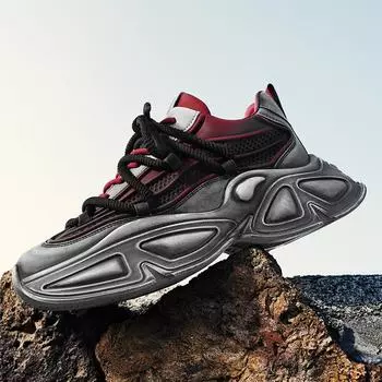 Мужские кожаные трендовые кроссовки Clunky для активного отдыха, нескользящие, дышащие, повседневные, спортивные кроссовки для бега, удобная рабочая обувь 39 красный