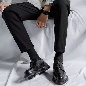 Мужские кожаные туфли A Hair Generation Brock в деловом стиле, повседневные туфли в британском и корейском стиле, свадебные туфли жениха 1376-R 38 чёрный