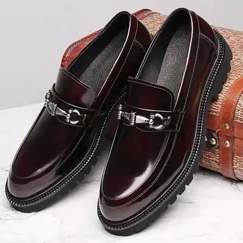 Мужские кожаные туфли без застежек Деловые туфли D379 38 чёрный