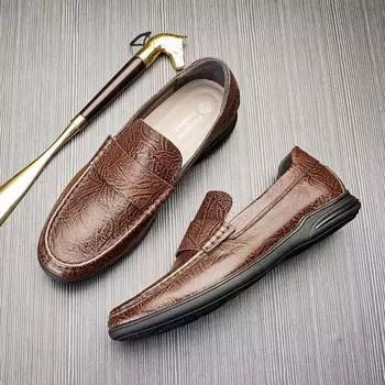 Мужские кожаные туфли Bowei, повседневные деловые туфли из натуральной кожи в британском стиле, мягкие туфли Doudou с одной педалью 38 чёрный