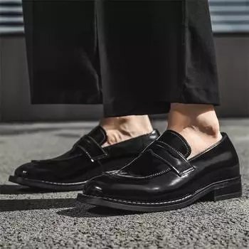Мужские кожаные туфли, британская мода, молодежная деловая повседневная обувь, внутренняя высота, мужская обувь с одной педалью 24264-J 40