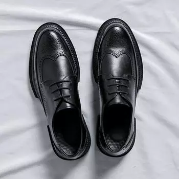 Мужские кожаные туфли Brock для деловых костюмов и повседневной носки, свадебные туфли для британского жениха 1376-R 38 чёрный