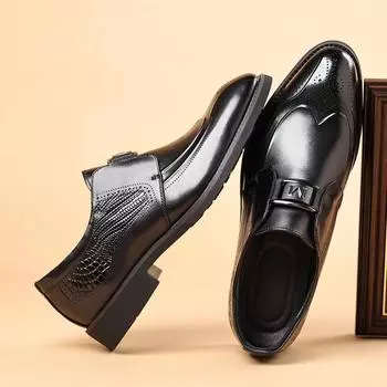 Мужские кожаные туфли Brock с острым носком Кожаные ретро-обувь для мужчин Британские деловые туфли для мужчин 38
