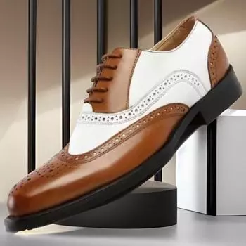 Мужские кожаные туфли-броги: Большие размеры, цветные блоки, модная официальная обувь 47 красный/белый