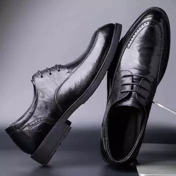 Мужские кожаные туфли, деловые мужские туфли из натуральной кожи, первый слой, овчина, британская повседневная обувь, свадебные туфли для жениха 38