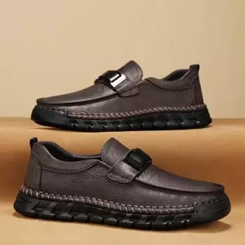 Мужские кожаные туфли, деловые туфли, туфли-лоферы, мокасины 39 коричневый/красный