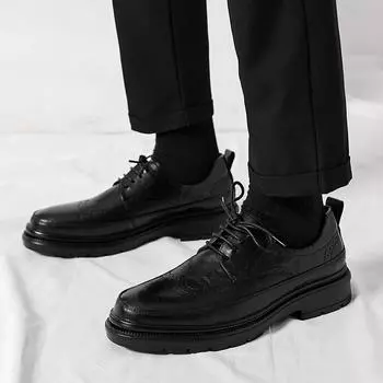 Мужские кожаные туфли для отдыха на природе, кожаные оксфорды на шнуровке, мужские деловые свадебные туфли, повседневные туфли-броги для мужчин 6.5