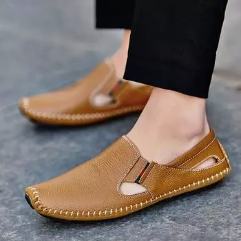 Мужские кожаные туфли для вождения, повседневная летняя обувь без шнуровки больших размеров 46 белый