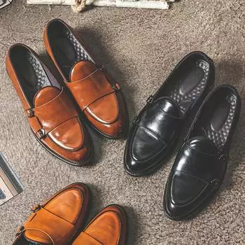 Мужские кожаные туфли Doudou One-Pedal Gauntlet с острым носком, повседневные кожаные туфли One Piece 2-J 38 коричневый