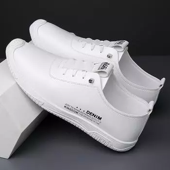 Мужские кожаные туфли, дышащая повседневная обувь в корейском стиле с мягкой подошвой и мягкой поверхностью, универсальные нескользящие белые туфли 38