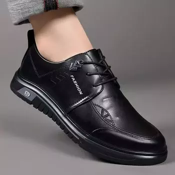 Мужские кожаные туфли, дышащие деловые кожаные туфли, мягкая подошва, мягкая поверхность, удобные и легкие повседневные кожаные туфли 39 коричневый