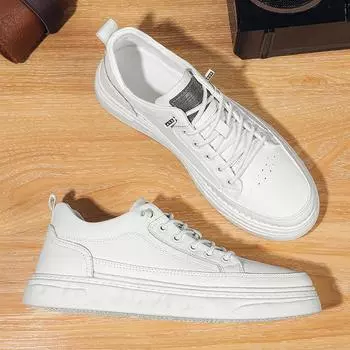 Мужские кожаные туфли European Station белого цвета, универсальные туфли для сноуборда, модная мужская обувь, повседневная обувь на осень, мужская обувь, кожаные туфли с мягкой подошвой для мужчин 38