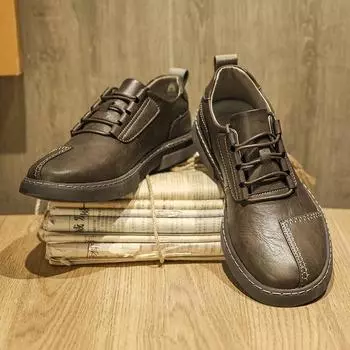 Мужские кожаные туфли Four Seasons Martin Leather Tooling, повседневные туфли British Tide с низким верхом из микрофибры, универсальные мужские туфли Live 39
