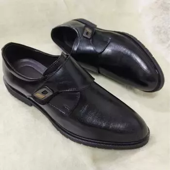 Мужские кожаные туфли из натуральной кожи, осенние и зимние, на одну ногу, со стременем, модные, деловые, формальные, для отдыха, удобные, кожаные туфли 38 чёрный