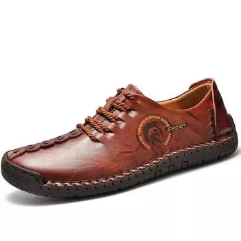 Мужские кожаные туфли кроссовки 2023 новые кожаные туфли ручной работы мужские повседневные туфли 38 темно-коричневого