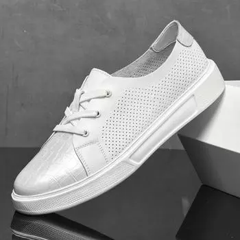 Мужские кожаные туфли, мягкие мокасины, нескользящие, летние, дышащие, для вождения, весенние, для ходьбы, для офиса, рабочие мокасины мужские 37 белый