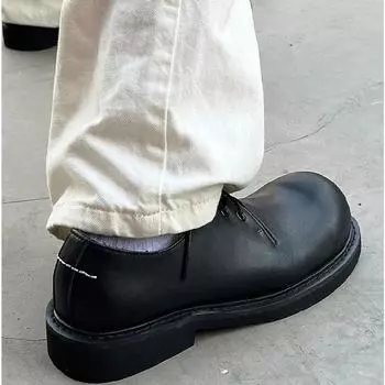 Мужские кожаные туфли мужские 2024 новые рабочие туфли на толстой платформе в стиле ретро весна-осень дерби туфли с низким верхом мужские повседневные туфли на плоской подошве 38