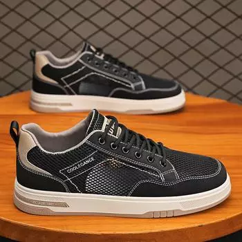 Мужские кожаные туфли Мужские повседневные туфли Толстая подошва Износостойкие Удобные нескользящие мужские кроссовки для ходьбы Социальная обувь для мужчин 39 чёрный