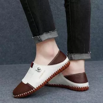 Мужские кожаные туфли на плоской подошве, летние, без застежек, дышащие, деловые, модные, универсальные, удобные, мягкие, из коровьей кожи, мужские повседневные туфли, лоферы 39