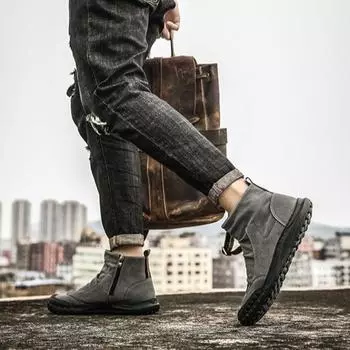 Мужские кожаные туфли на толстой подошве с высоким верхом и застежкой-молнией 2024 года, модные повседневные ботинки по низкой цене, классические, оригинальный дизайнер 39