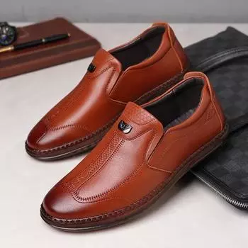 Мужские кожаные туфли, новые, нескользящие, с мягкой подошвой, мужские повседневные туфли, модные, удобные, качественные, повседневные мужские кожаные туфли 38