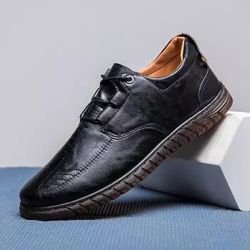 Мужские кожаные туфли, новые повседневные туфли для отдыха на открытом воздухе, модные спортивные туфли с мягкой подошвой, повседневные мужские туфли корейской версии, мужские туфли среднего возраста 39