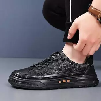Мужские кожаные туфли, новые высококачественные повседневные туфли из натуральной кожи, нескользящие, удобные, рабочие туфли, деловые модные кроссовки 38 чёрный