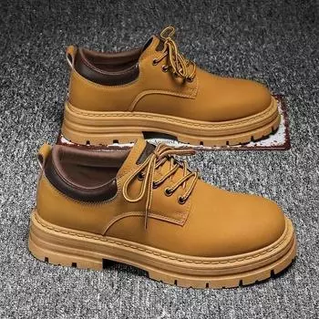 Мужские кожаные туфли, однотонные, толстая подошва, круглый носок, платформа, высокое качество, мужская повседневная обувь, модная, элегантная, удобная, обычная 39