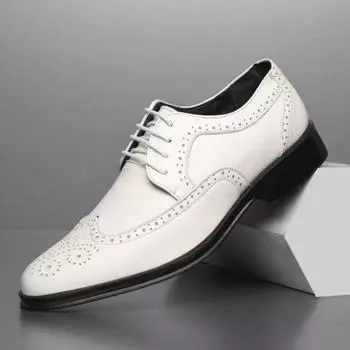 Мужские кожаные туфли осень новый стиль резные молодежные формальные свадебные фотостудии фотографии повседневные тенденции 38 белый
