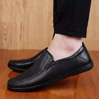 Мужские кожаные туфли повседневные туфли Doudou Мужские повседневные туфли Lazy Set Feet One Pedal Кожаные туфли корейской версии Tide Soft Sole Универсальные 38