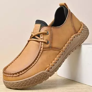 Мужские кожаные туфли ручной работы, повседневные кроссовки, туфли для вождения, дышащие кожаные мокасины, мужская обувь, дизайнерские мокасины 39 коричневый