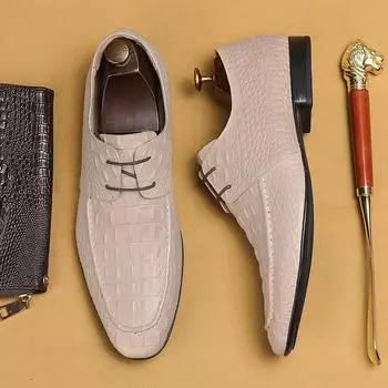 Мужские кожаные туфли с крокодиловым узором, деловые повседневные туфли дерби из натуральной кожи, британское тиснение, мужская обувь иностранной торговли 41