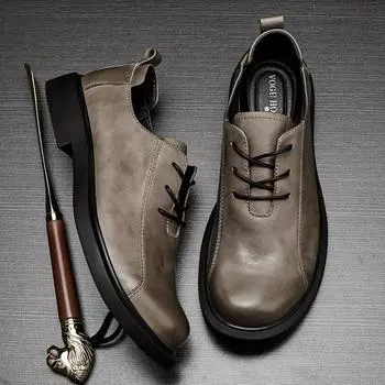 Мужские кожаные туфли с низким верхом, повседневные туфли в деловом британском стиле, ретро-туфли с ленивыми шапочками для мужчин 38 серебряный