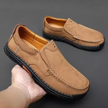 Мужские кожаные туфли с широким носком и одной педалью, повседневные кожаные туфли, мужские туфли на широкую ногу, широкие туфли на толстую ногу, расширенные и утолщенные мужские туфли с мягкой подошвой 38