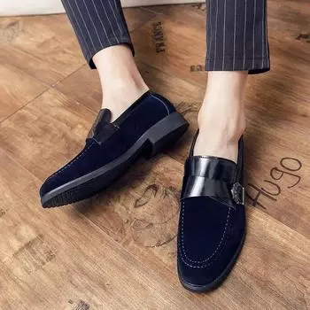 Мужские кожаные туфли Slip-on, новые, увеличивающие рост, мужская повседневная обувь, дешевая распродажа, корейский стиль, мода 2024 года, тренд, обычная ПУ 38