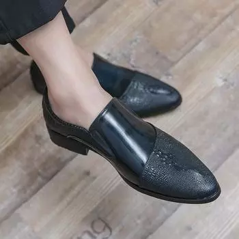 Мужские кожаные туфли в британском стиле, большой размер 48, лоферы, мужские туфли, броги, мужские лоферы, повседневная обувь для мужчин 38 чёрный